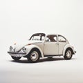 Vintage Minimalism Classic White Volkswagen Beetle On A 1970s Style Background