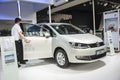 White volkswagen sharan car opened door