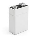 White 9 Volt Battery With Metal Terminals On A White Background power energy Royalty Free Stock Photo