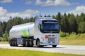 White Volvo FH Fuel Tanker NESTE Royalty Free Stock Photo