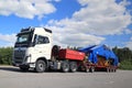 White Volvo FH16 750 Semi Hauls Shipyard Crane Component