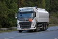 White Volvo FM Tank Truck on the Move Royalty Free Stock Photo