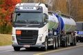 White Volvo Tank Truck of Ekokem in Autumn