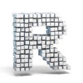 White voxel cubes font Letter R 3D