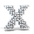 White voxel cubes font Letter X 3D