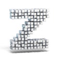 White voxel cubes font Letter Z 3D