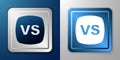 White VS Versus battle icon isolated on blue and grey background. Competition vs match game, martial battle vs sport