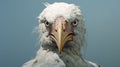 Hyperrealistic Portraits Of A White Bird On A Blue Background