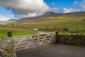 White VW campervan parked on campsite near to Ingleton waterfalls in the Yorkshire Dales