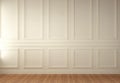 White Wainscot Wall Blank Room, 3D Render Royalty Free Stock Photo