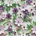 White Wall Art With Paper Flowers In Light Purple And Light Pink Royalty Free Stock Photo