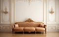 White Wall Elegance: A Formal Parlor Adorned with a Posh Sofa