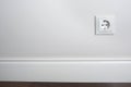White wall with european electric outlet. Apartment details