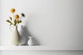 white wall with flower vase on Shelf Royalty Free Stock Photo