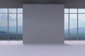 White Wall and panoramic window background in the space