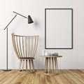 White wall room, armchair and poster Royalty Free Stock Photo