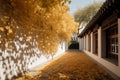 White wall wind chinese autumn. Generate Ai