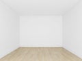 White wall and wood floor ,empty room,3d interior