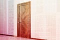 White walled room with a wooden door double Royalty Free Stock Photo