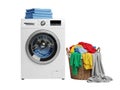 White washing machine with laundry Royalty Free Stock Photo