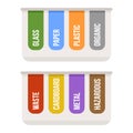 White waste recycle bin for separate garbage collection vector illustration