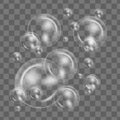 White water bubbles with reflection set on transparent background vector illustration Royalty Free Stock Photo