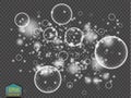 White water bubbles with reflection set on transparent background vector illustration Royalty Free Stock Photo