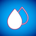 White Water drop icon isolated on blue background. Vector Royalty Free Stock Photo