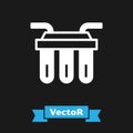 White Water filter icon isolated on black background. System for filtration of water. Reverse osmosis system. Vector Royalty Free Stock Photo