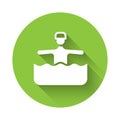 White Water gymnastics icon isolated with long shadow background. Green circle button. Vector