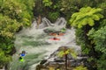 White water kayaking in Okere Falls, New Zealand Royalty Free Stock Photo