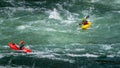 White Water Kayaking in the Rapids of the Thompson River near Spences Bridge in British Columbia, Canada Royalty Free Stock Photo