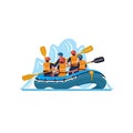 white-water rafting vector flat minimalistic isolated illustration illustration Royalty Free Stock Photo