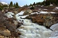 White water river in mountains near Independence Pass. Royalty Free Stock Photo