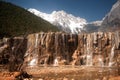 White water river waterfall under the mountain range. Royalty Free Stock Photo