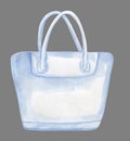 White watercolor beach bag template for design isolated on grey Royalty Free Stock Photo