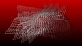 White wave grid on gradient red black background. Optical illusion. Innovation technology. Trippy geometric digital fractal screen