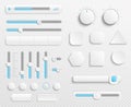 White web buttons and ui sliders vector set isolated on transparent background Royalty Free Stock Photo