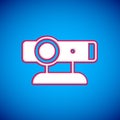 White Web camera icon isolated on blue background. Chat camera. Webcam icon. Vector Royalty Free Stock Photo