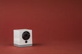 White webcam on red background, object, Internet, technology concept Royalty Free Stock Photo