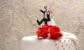 White wedding cake with red roses Royalty Free Stock Photo