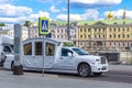 White wedding car in the form of a carriage