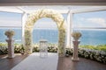 White wedding ceremony decorations indoor Royalty Free Stock Photo