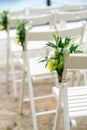 white wedding chairs for the ceremony Royalty Free Stock Photo