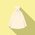 White wedding dress icon flat vector. Bridal veil