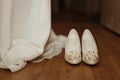 White wedding dress shoes day Royalty Free Stock Photo