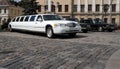 White wedding limousine Royalty Free Stock Photo