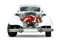 White wedding retro car Mercedes - isolated object