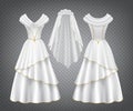 White wedding woman dress with tulle veil