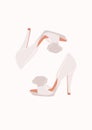 White wedding womens shoes card isolated on white background Royalty Free Stock Photo